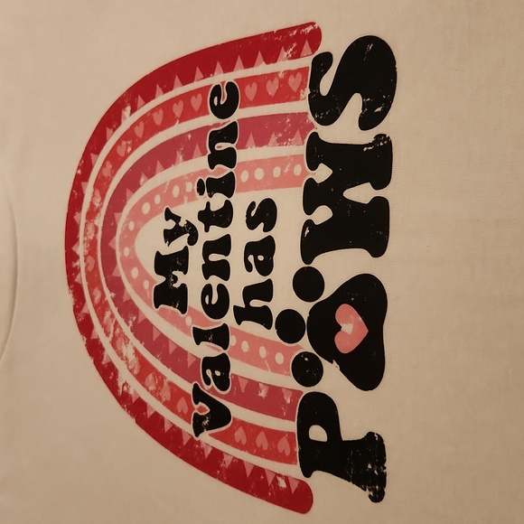 Women's Size Small Valentines Shortsleeve Shirt, "My Valentine has Paws" - Picture 2 of 5